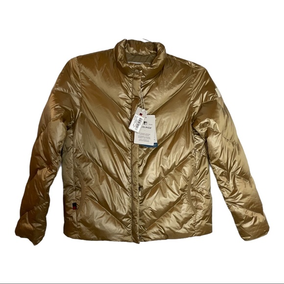 New! Woolrich Quilted Gold Puffer Down Jacket Sz M - Picture 3 of 15